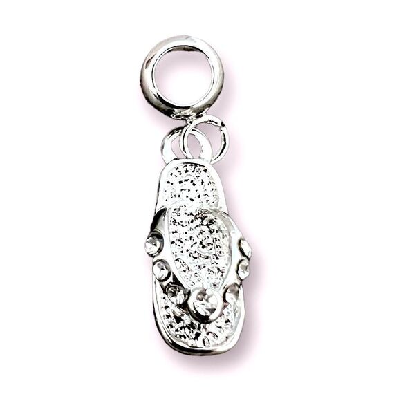 Silver Sandal Rhinestone Charm - Picture 1 of 3